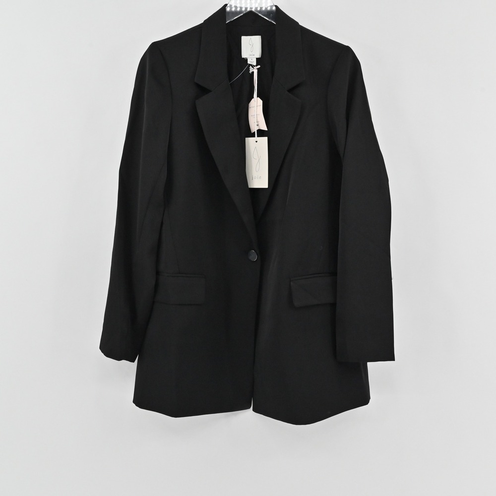 Joie Satin Blazer Womens Size 8 Black Single Button Suit Jacket Formal Career